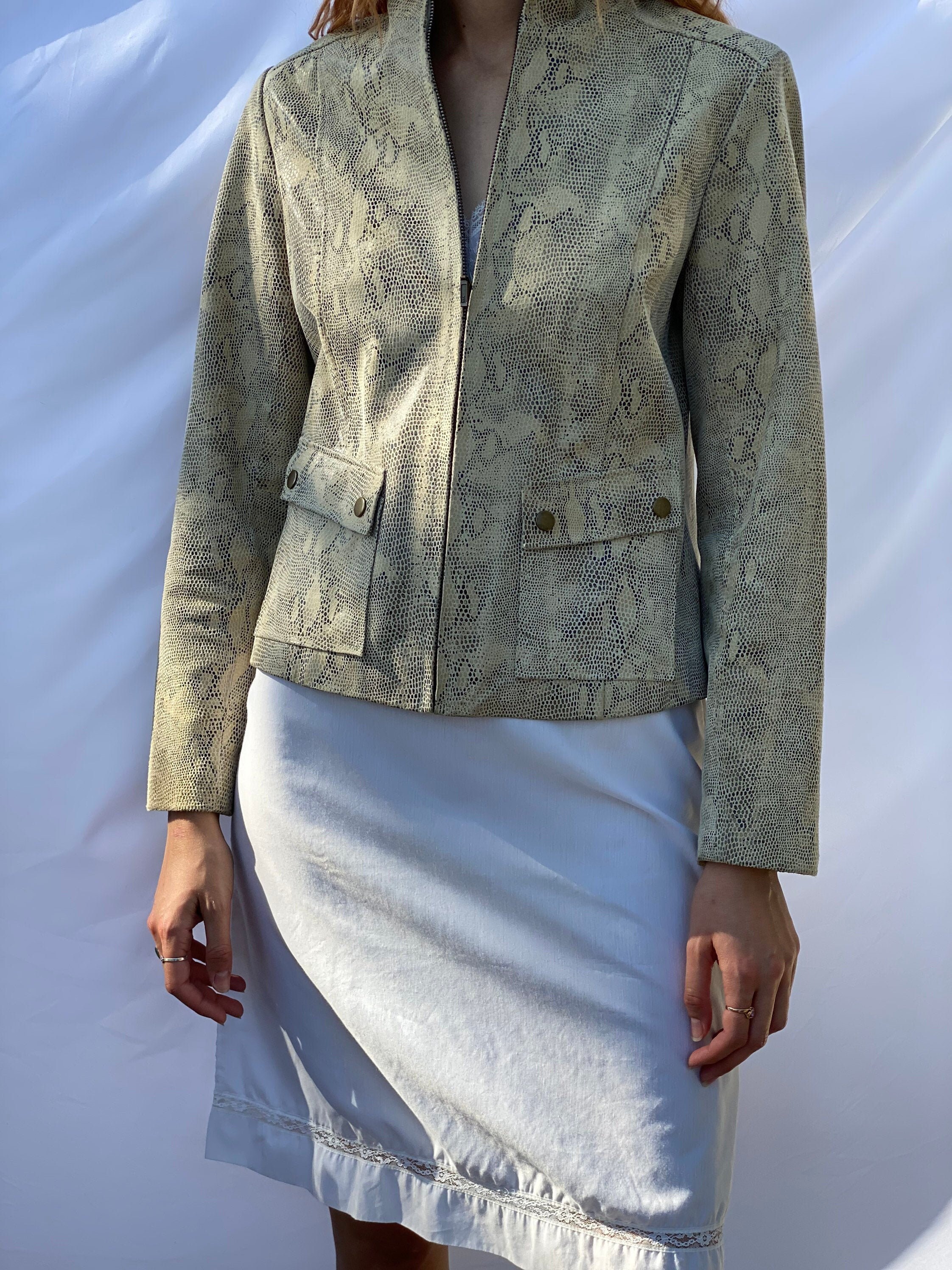 Y2k Leather Jacket / Snakeskin Suede 