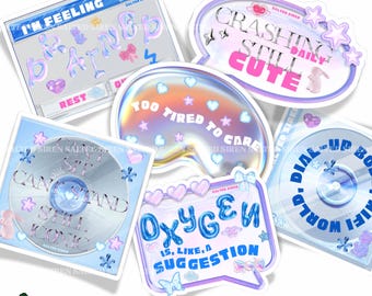 6-delig Y2K-stickerpakket onzichtbare ziekte – Gem Art stickers chronische ziekte en geestelijke gezondheid voor POTS, vermoeidheid, CVS, EDS, Lc - Spoonie-cadeau