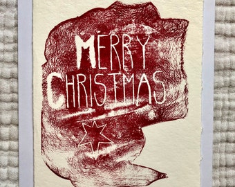 Merry Christmas | Screenprinted by hand | Christmas Card | Star