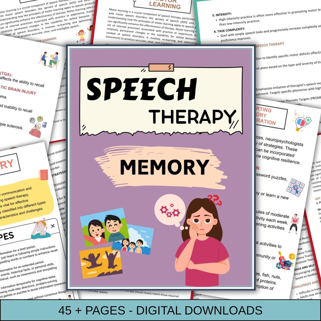 Memory Pack PDF: Speech Therapy & Cognitive Rehab Worksheets (digital ...
