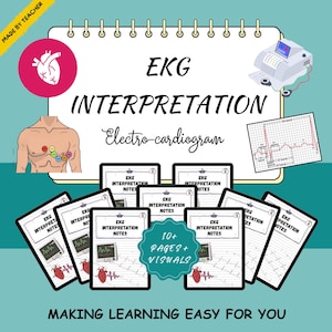 Ekg Interpretation Study Guide - Cardiac Rhythms Nursing Notes - Nursing Bundle - Nursing School Notes - Nurse Notes - Nurse Heart Rhythm
