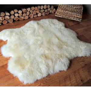 White Sheepskin Rug – Natural Double Pelt, Handmade, Luxurious