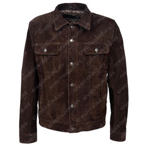 Men’s Brown Suede Leather Jacket | Western Trucker Style Coat | Vintage Cowboy Outerwear | Handmade Fall Fashion