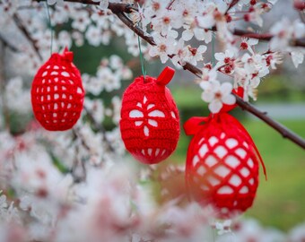 Set di 5 uova di Pasqua all'uncinetto