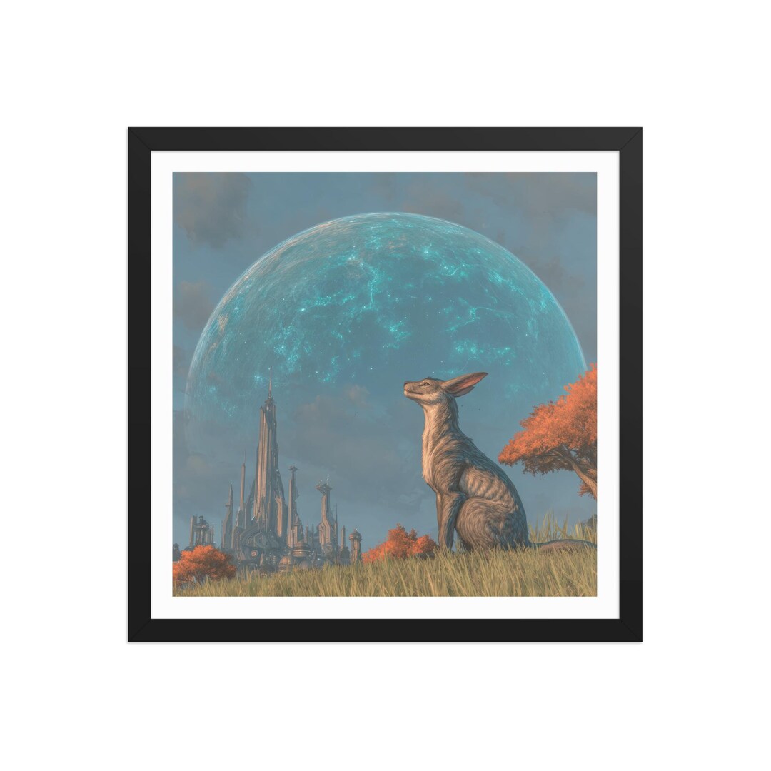 Cosmic Rabbit Us Cosmic Rabbit Under Alien Moon โ Dreamy Sci-fi Wall Art โ Futuristic ...