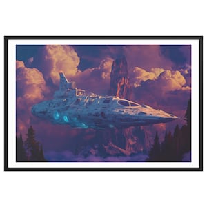Sweet Spaceship - Arte fantascientifica - Stampa di alta qualità - Poster in carta opaca con cornice