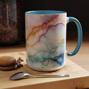 Coffee Mug - Unique Art Mug with Vibrant Pastel Colors & Flowing Marble Design, Perfect Gift for Art Lovers