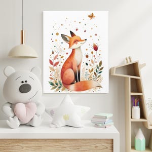 Fox Canvas Wall Art Forest Animal Nursery Canvas Child Room Decoration Animals Cute Forest Animal Wall Art