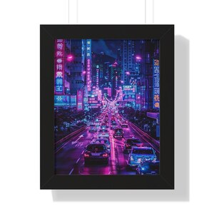 Cyberpunk Cityscape Wall Art – Futuristic Neon Printable Decor