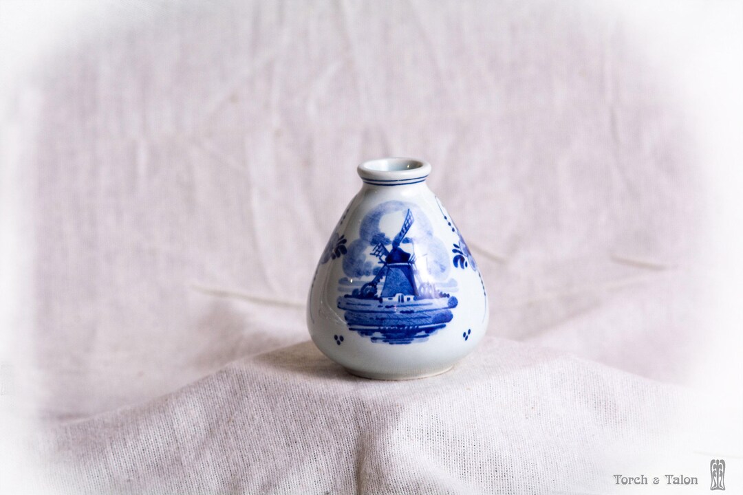 Vintage Delft Blue Mini Vase – Schoonhoven Holland Hand Painted Bud ...