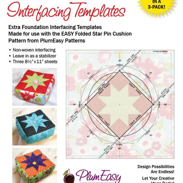 3-Pack INTERFACING TEMPLATES for Folded Star Pin Cushion Pattern
