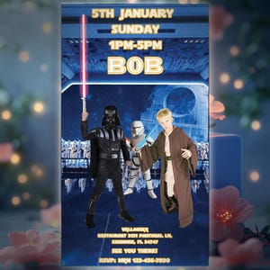 Personalized Star Wars Birthday Invitation | Custom Printable Galactic Party Invite with Your Photo