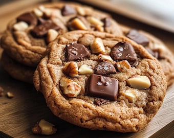 Galletas de mantequilla marrón con chispas de chocolate y nueces