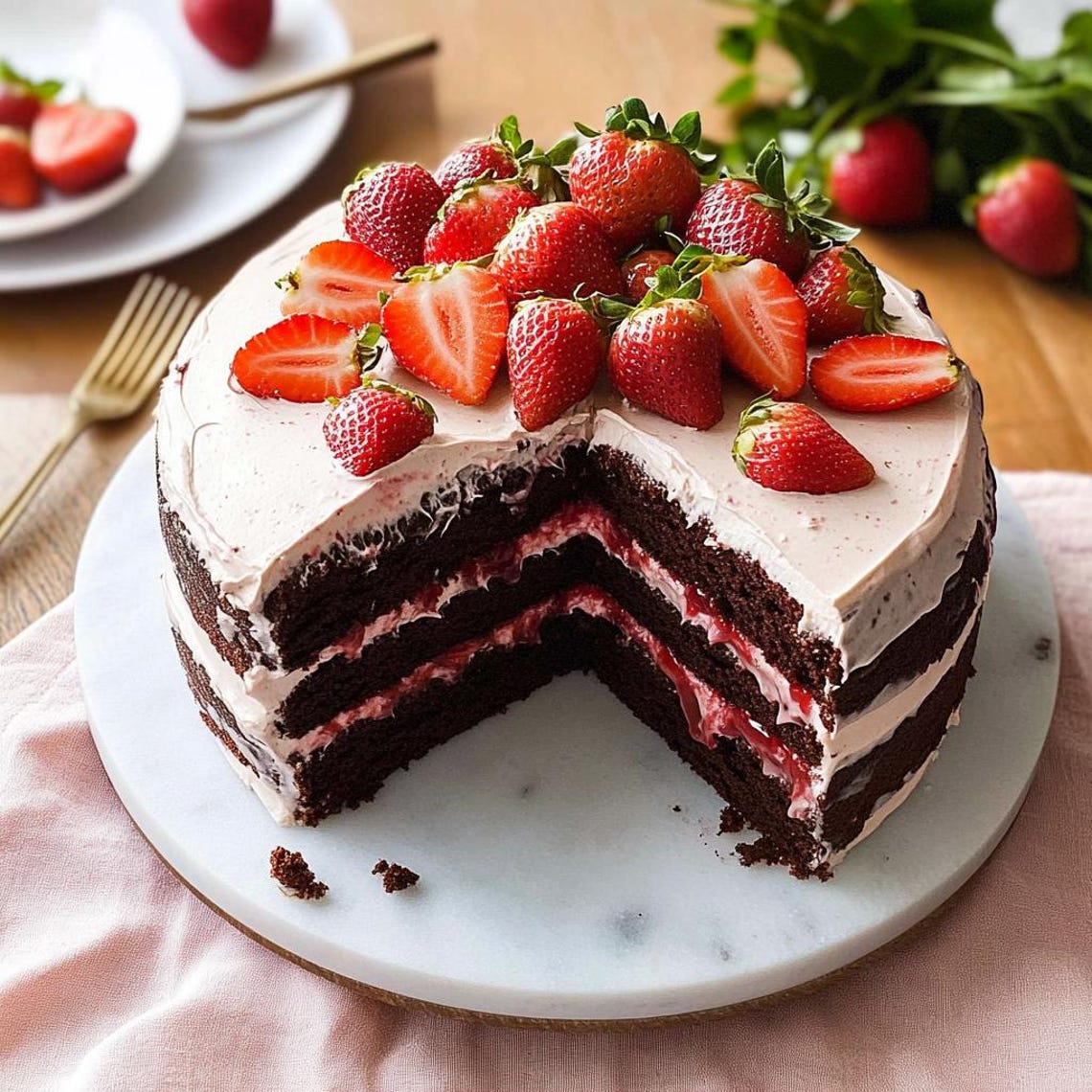 Indulgent Strawberry Chocolate Cake - Etsy