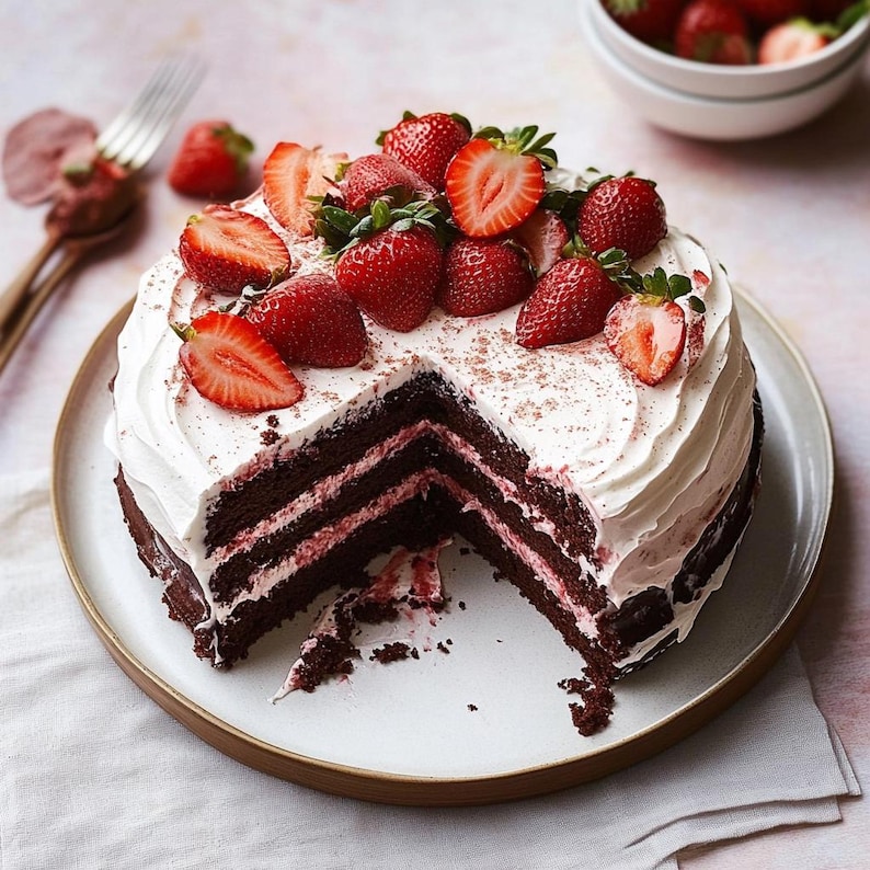 Indulgent Strawberry Chocolate Cake - Etsy