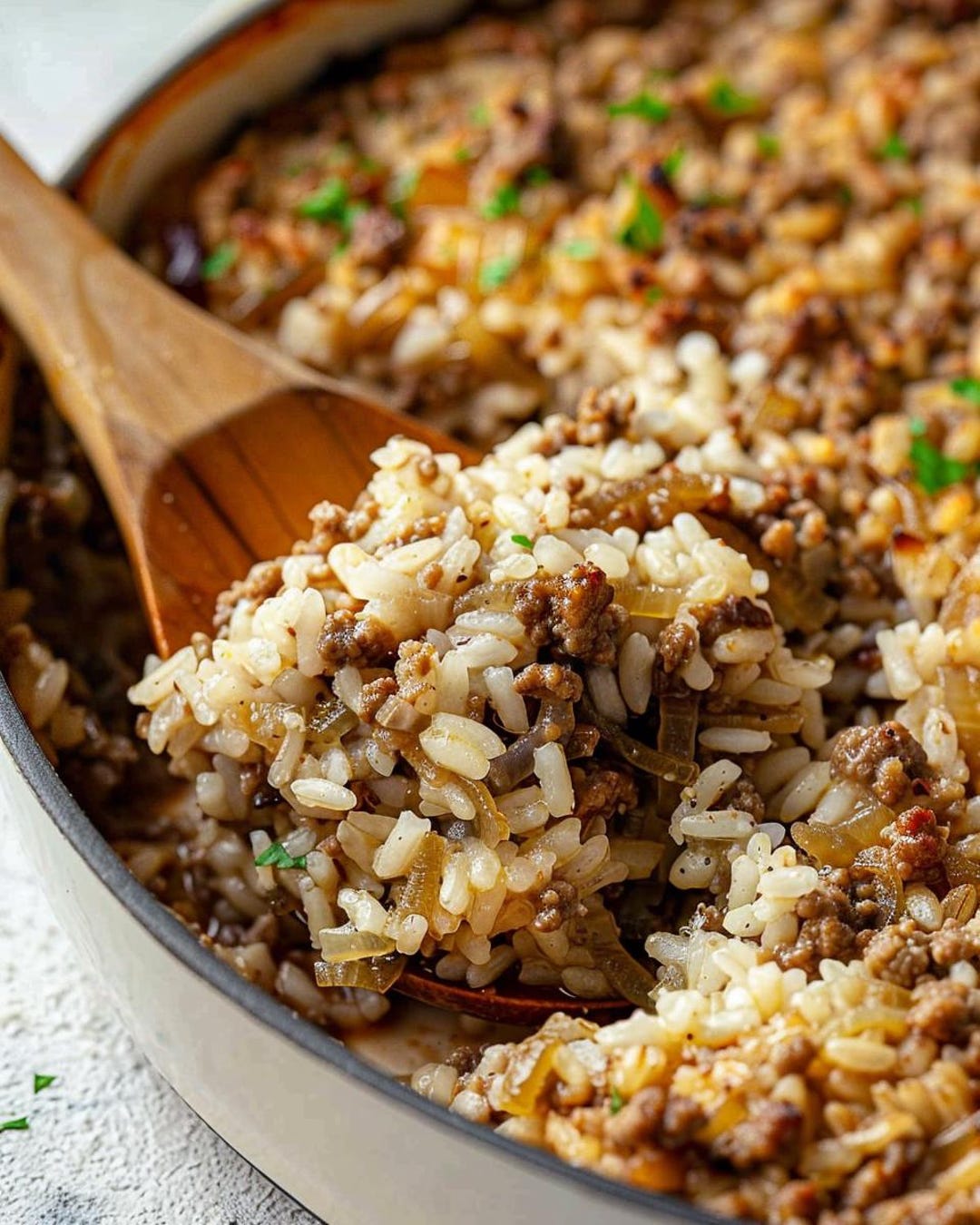 French Onion Beef Rice Casserole Cozy, Cheesy One-pan Dinner