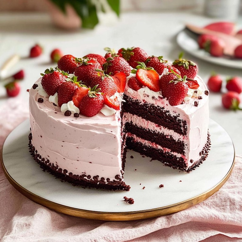 Indulgent Strawberry Chocolate Cake - Etsy