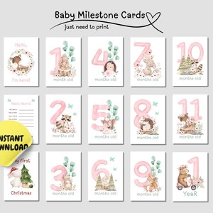 Cartes d'étapes pour bébé - 15 belles cartes | Capturez chaque moment spécial | Numérique et imprimable