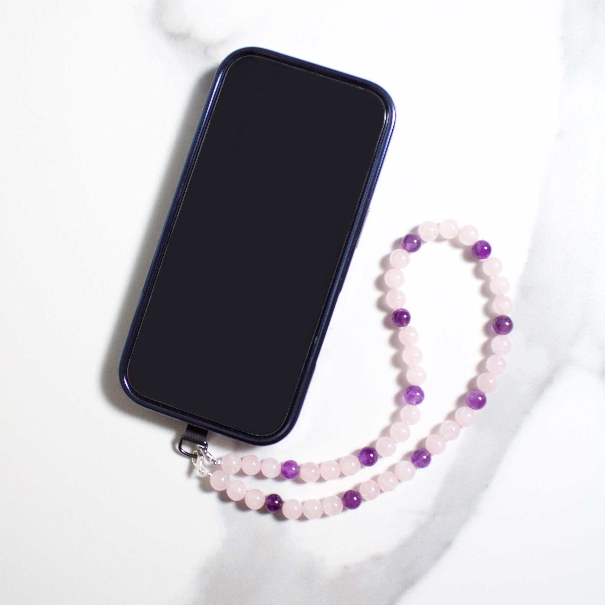 スマホアクセサリー stringting ROSEWATER QUARTZ Rose Quartz Phone Lanyard - Etsy