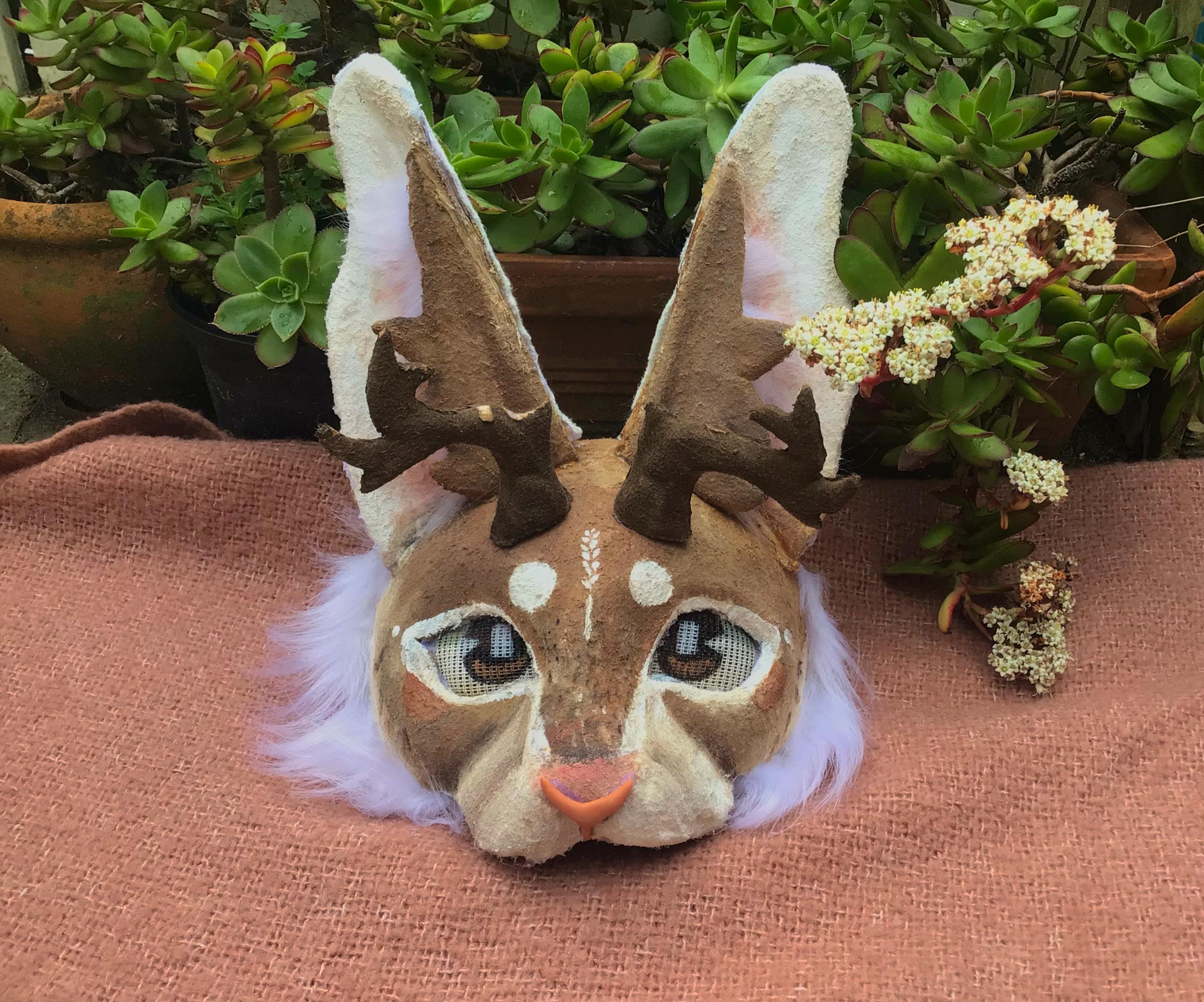Zzz Rabbit Thirin JACKALOPE BUNNY MASK!! Antlered Rabbit Therian Mask - Etsy