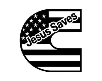 Jesus Saves Cummins C Logo SVG PNG | Christian Diesel Decal | Instant Download