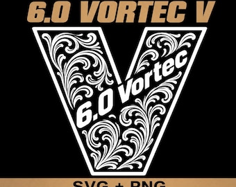 6.0 Vortec V Leather Tooled SVG PNG | Chevy Truck Vinyl Decal Digital Download | Cricut Silhouette Cut File
