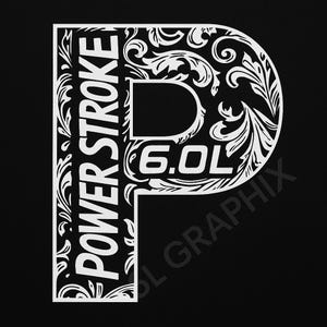 Logo Powerstroke 6,0 L | Sticker diesel repoussé en cuir (téléchargement numérique)