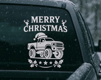 Merry Christmas Truck Decal – Holiday Car Window Sticker (SVG & PNG)