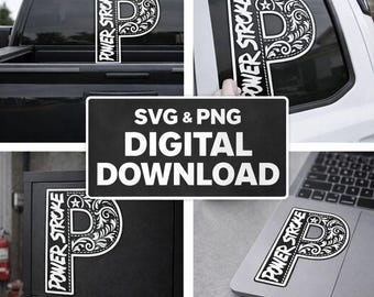 Leather Tooled Powerstroke P SVG | PNG