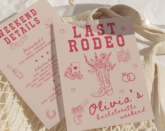 Last Rodeo Bachelorette Invite, Bachelorette Weekend Itinerary, Disco Cowgirl Western Country Bachelorette Invitation, Nashville Bach