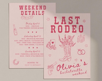 Last Rodeo Bachelorette Invite, Bachelorette Weekend Itinerary, Disco Cowgirl Western Country Bachelorette Invitation, Nashville Bach