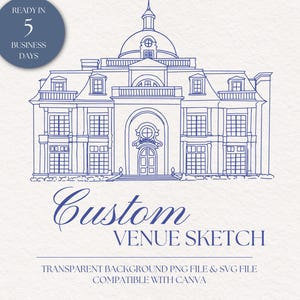 Custom Wedding Venue Illustration, Hand Drawn Venue Sketch, Minimalistic Venue Sketch, Drawing from Photo, Custom Illustration Venue Drawing