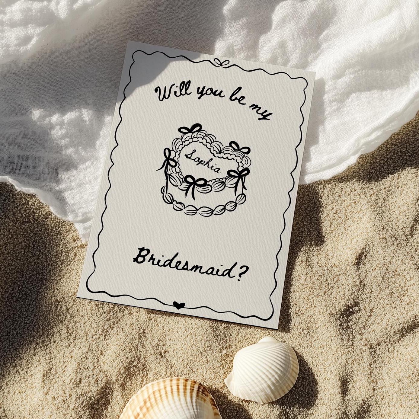 Hand Drawn Bridesmaid Proposal Card Template Will You Be My — free download