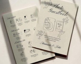 Letrero de instrucciones para Instax Mini 12, letrero para libro de visitas Polaroid, letrero editable para libro de visitas con fotos, libro de visitas de boda, libro de visitas Instax, elegante