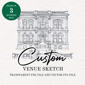 Custom Wedding Venue sketch, Hand Drawn Venue illustration, Minimalistic Venue Sketch, Drawing from Photo, Custom Illustration Venue Drawing