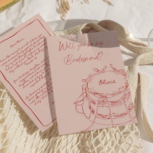 Modelo de cartão de proposta de madrinha desenhado à mão | Will You Be My Bridesmaid para impressão | Papelaria de casamento personalizada | Design Canva editável