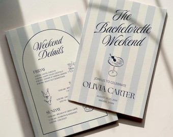 Bachelorette party itinerary, Bachelorette invitation, Bach invite, Bachelorette Weekend, Travel Itinerary, Coastal Bachelorette, Girls trip