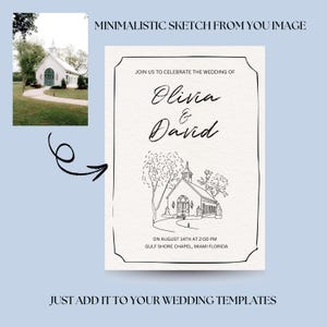 Hand Drawn Wedding Venue Illustration, Custom Venue Sketch, Minimalistic Venue Sketch, Drawing from Photo, Custom Illustration Venue Drawing