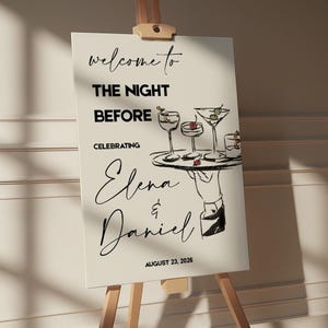 The Night Before Welcome Sign, Editable, Rehearsal Dinner Welcome Sign, Rehearsal dinner sign, The Night Before Wedding, Canva Template