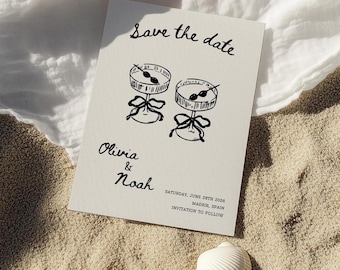 Hand Drawn Save the Date Invitation, Handwritten Save the Dates, Whimsical Wedding Save the Date Card, Colorful, Canva Template