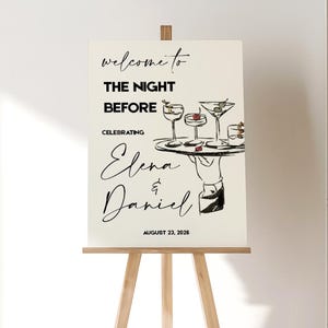 The Night Before Welcome Sign, Editable, Rehearsal Dinner Welcome Sign, Rehearsal dinner sign, The Night Before Wedding, Canva Template