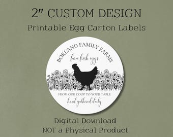 Custom Chicken Egg Carton Labels, Floral Design, Personalized Coop to Table Stickers, Hand Gathered Daily Eggs Tag (Digital Download)