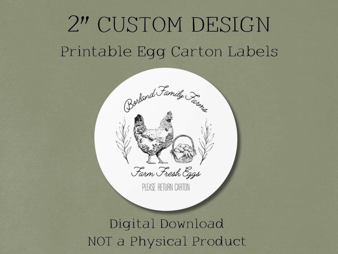 Custom Chicken Egg Carton Labels, Vintage Sketch Design, Personalized ...