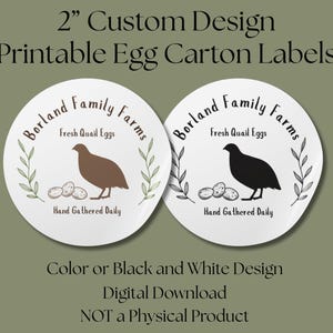 QUAIL EGG LABELS, druckbare Etiketten für den digitalen Download, kundenspezifische Etiketten, Farbe oder B & W-Design, täglich gesammelt, personalisierte Kartonetiketten