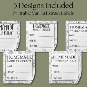 Printable Homemade Vanilla Extract Labels | Digital Download | Vintage Floral Design | Aesthetic Homemade Vanilla Extract Labels | DIY Label