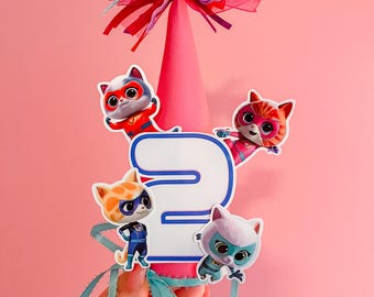 Superhero Kitty Party Hat | Cat Birthday Decor