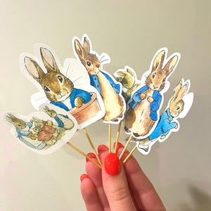 Peter Rabbit 24 Count Cupcake Toppers – Classic Beatrix Potter Party Picks – Baby Shower, First Birthday, Garden Party Decor