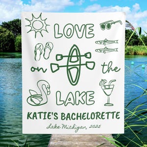 Lake Bachelorette Tapestry: Personalized Party Banner, Lake Getaway Decor