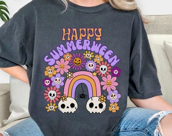 Summerween T-Shirt: Spooky Summer Daisy Halloween Party Tee