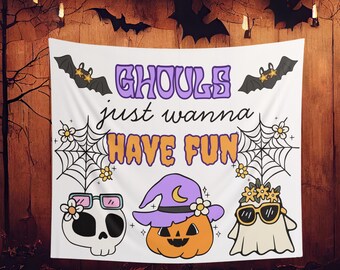 Tapiz para fiesta de Summerween, decoración para fiesta de Halloween, pancarta para noche de chicas, noche de fantasmas, despedida de soltera de Summerween, decoración de cumpleaños espeluznante